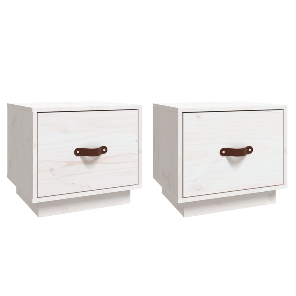 Vidaxl Mesitas de Noche 2 Unidades Madera Maciza de Pino 40x34x35 Cm Natural