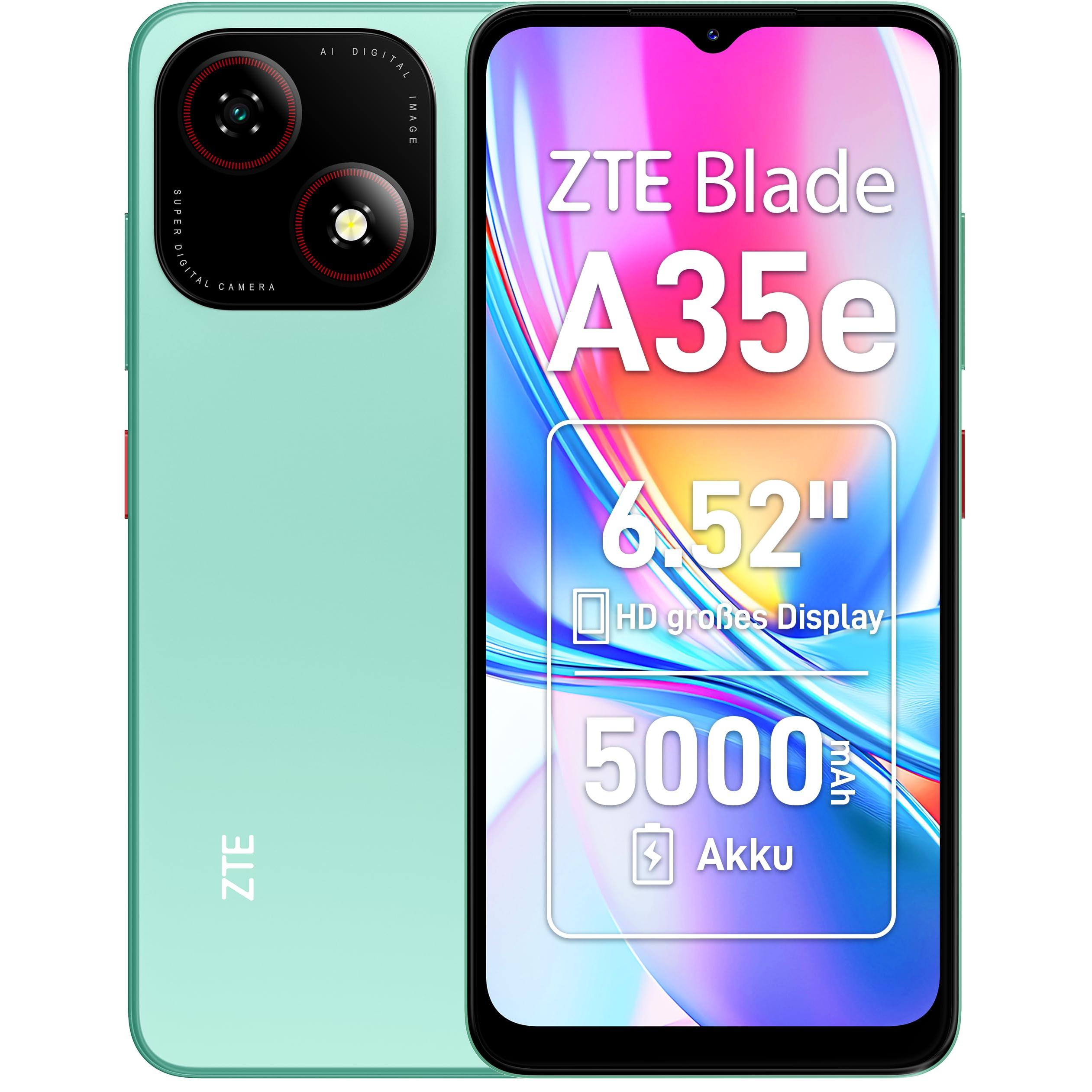 ZTE Blade A35e Smartphone sin contrato, pantalla HD de 6,52 pulgadas, 2 GB de RAM + 64 GB de memoria, batería de 5000 mAh, Android 13, Dual SIM, verde