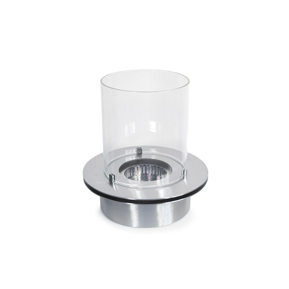 Quemador Redondo con Cristal para chimenea de Bioetanol, biochimenea de Maple inoxidable 3 Lt D.35