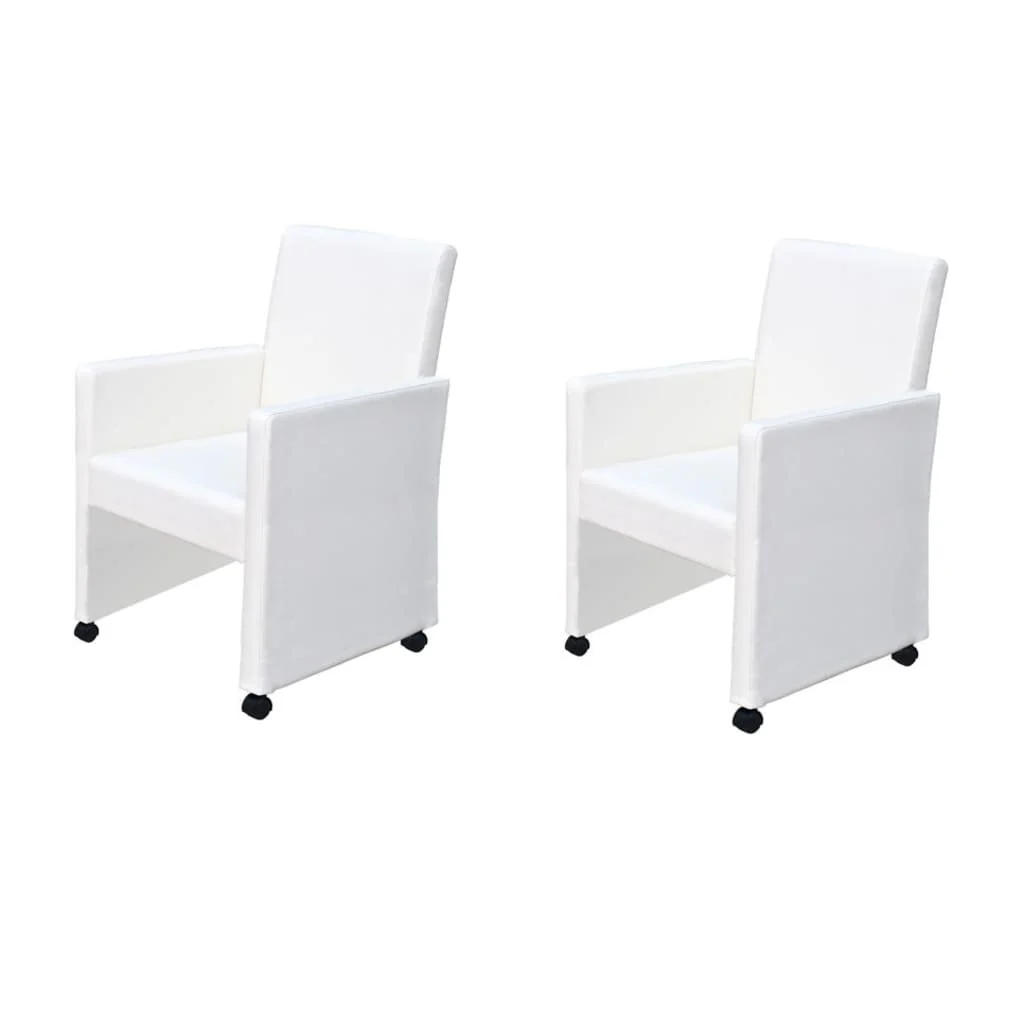 Sillas de comedor 2 unidades cuero sintético blanco