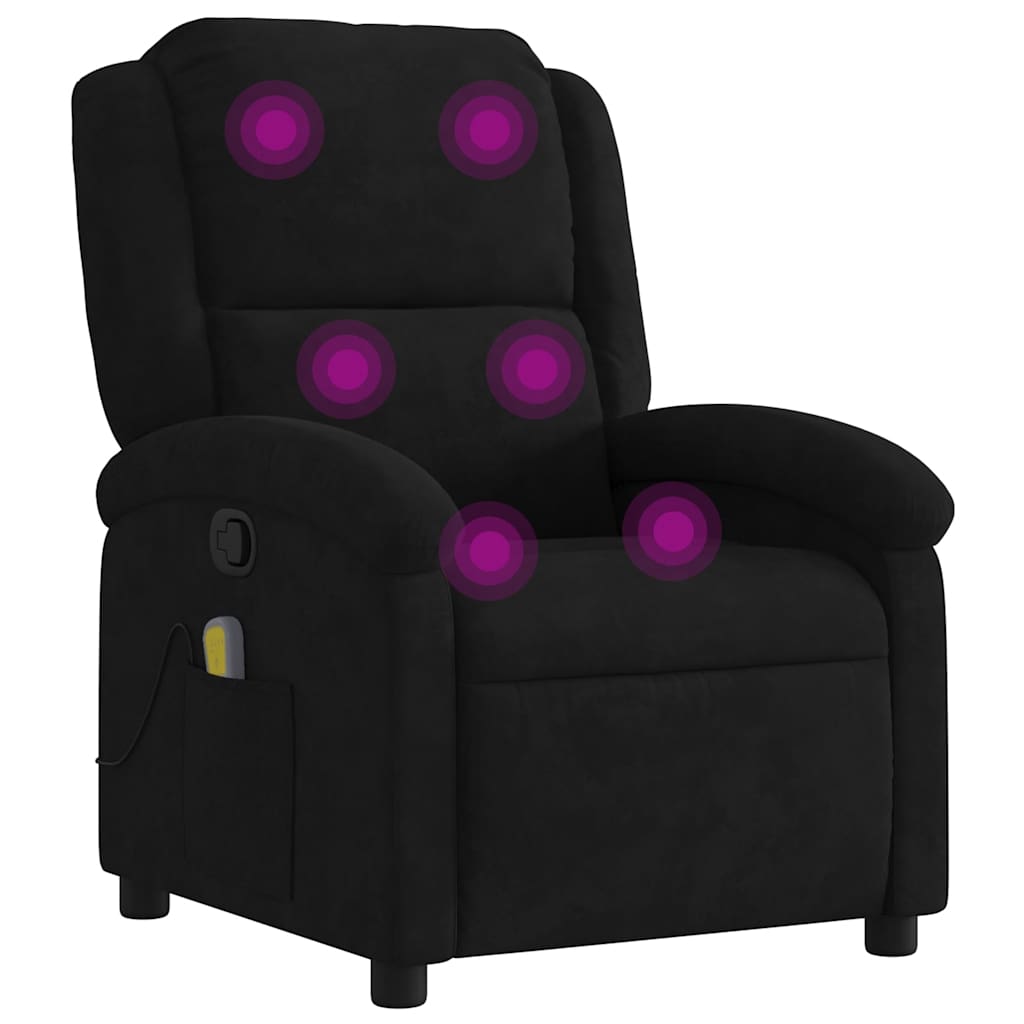 vidaXL Sillón reclinable de masaje de terciopelo Gris oscuro / Negro