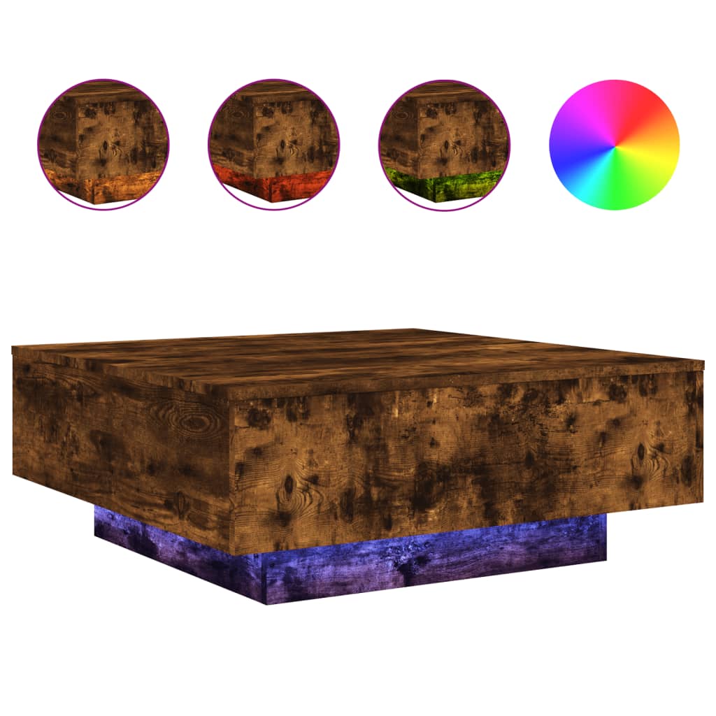 Mesa de Centro LED Vidaxl 80x80x31 Cm Blanco
