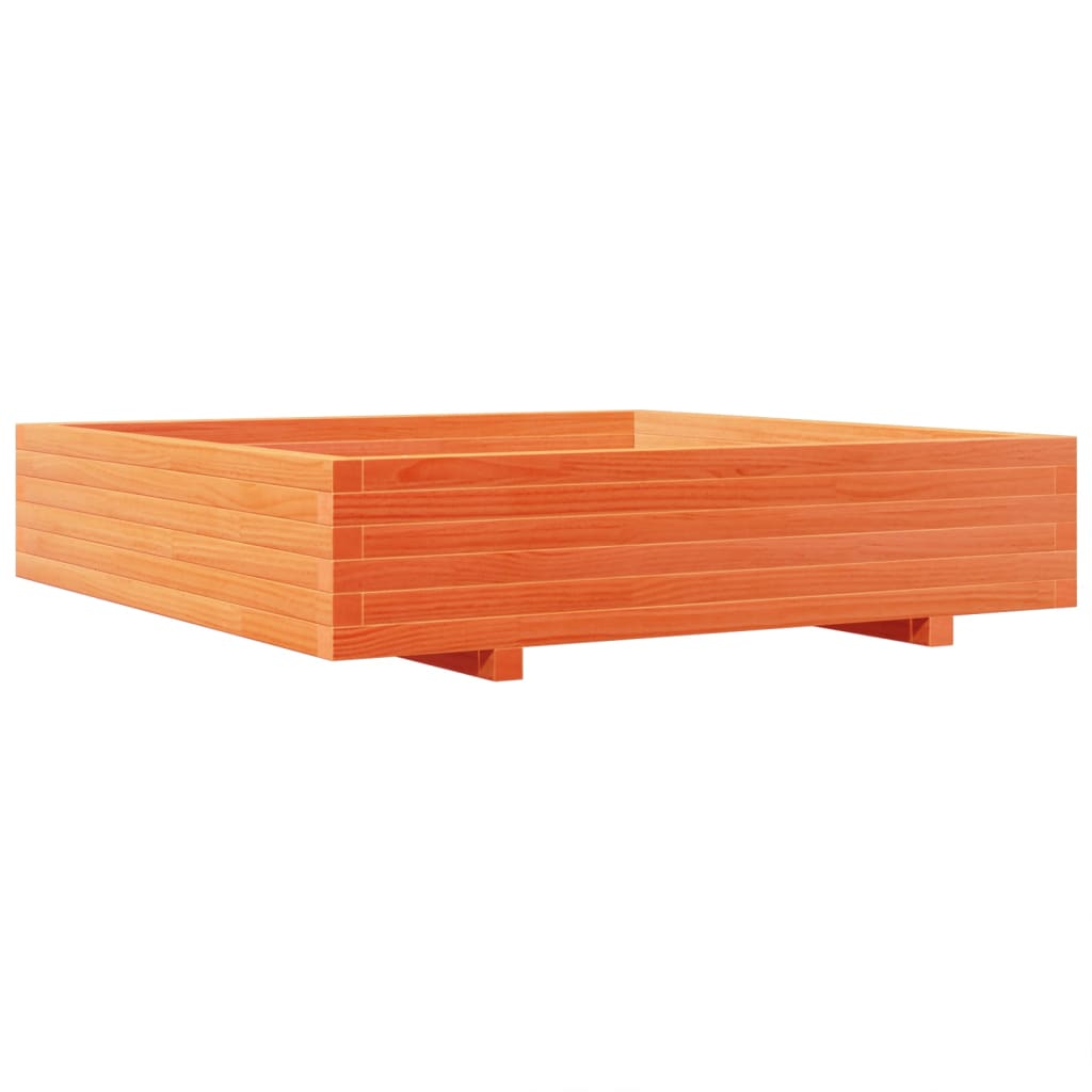 vidaXL Jardinera de madera maciza de pino 110x110x26,5 cm Color Pino natural,  Blanco,  Marrón cera y mas