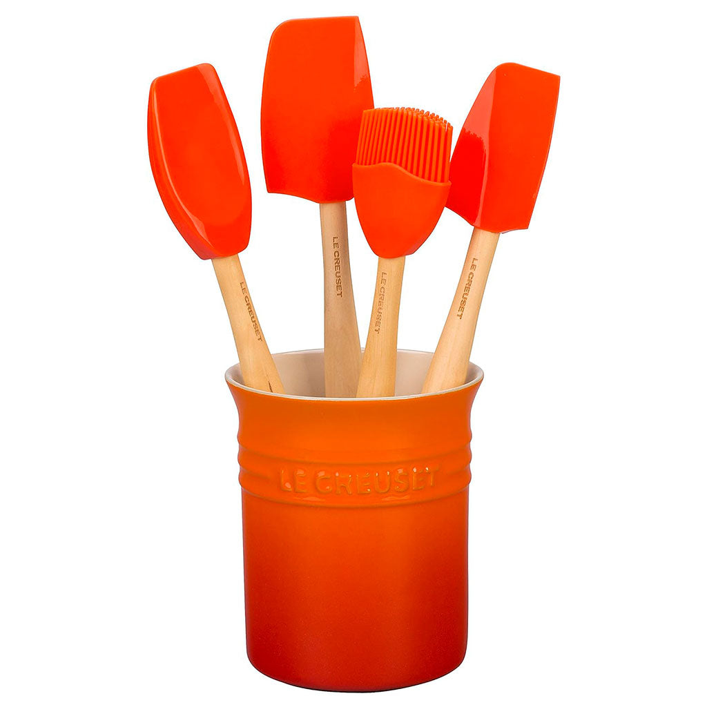 Conjunto de bote con 4 espátulas Le Creuset