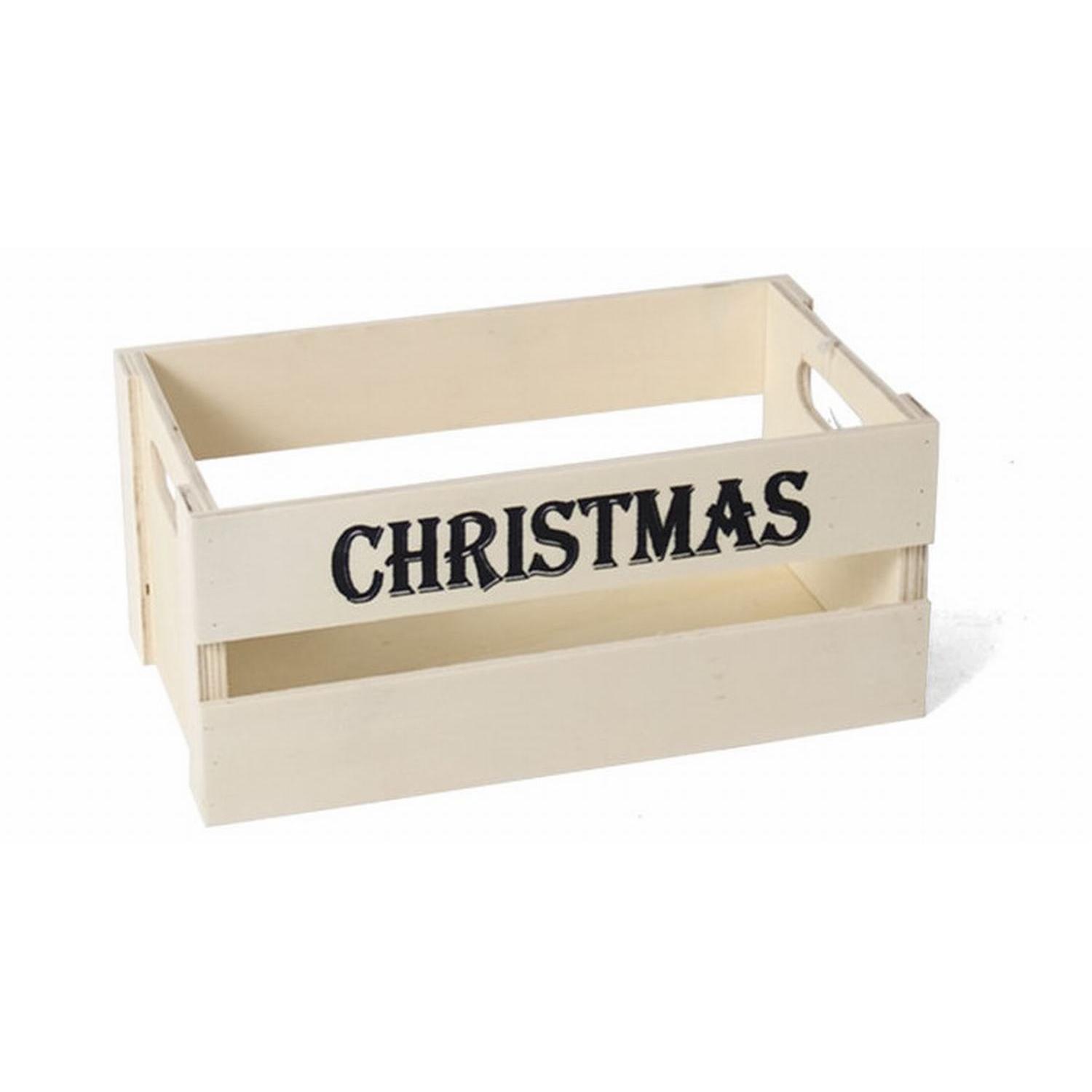 Gerimport Caja de Madera Navidad Color Natural 23 X 13 X 10.5 Cm - Decoración Navideña