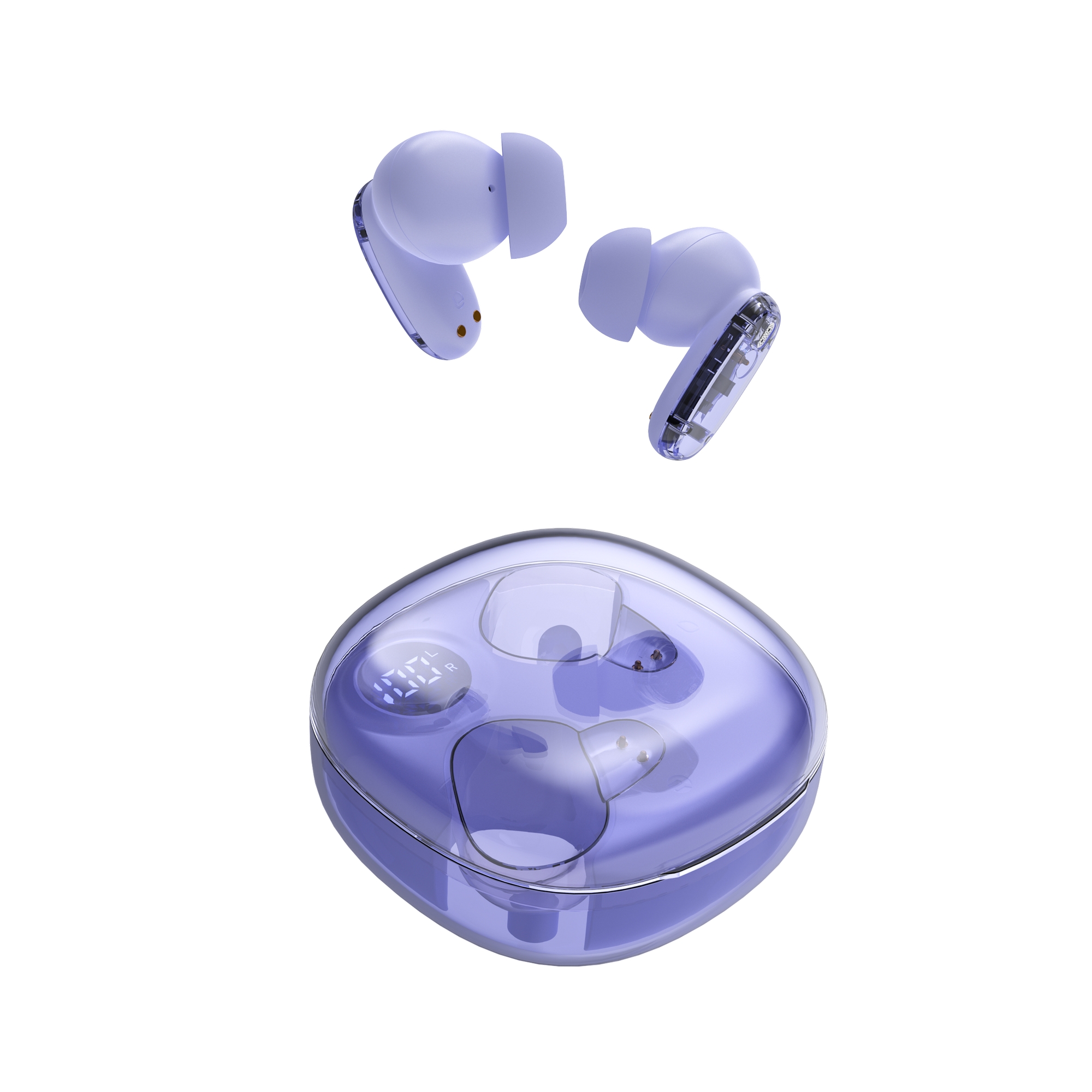 Mars Gaming MHIB2, Auriculares Bluetooth 5.4, Sonido Inmersivo, Diseño Ergonómico Semitransparente y Ultracompacto, 24 Horas Reproducción, Auriculares Inalámbricos con Estuche e Indicador LED, Auriculares en Negro, Azul, Rosa, Morado o Blanco