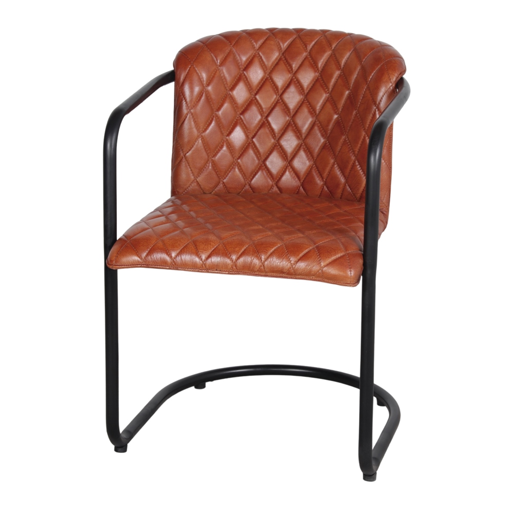 MISTERWILS FURNITURE FOR FREE SOULS Silla de Comedor de Piel con Estructura de Acero y Asiento Tapizado en Rombos