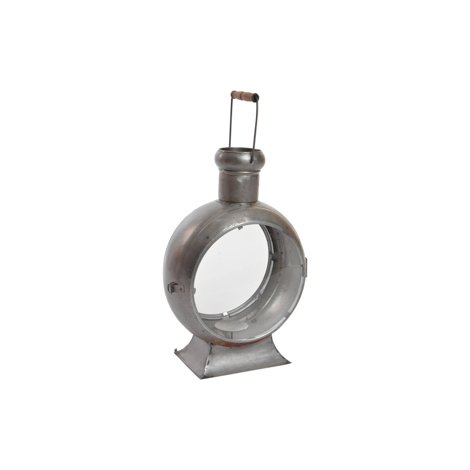 FAROLA METAL CRISTAL 37X22X55 ENVEJECIDO PLATEADO FA152713