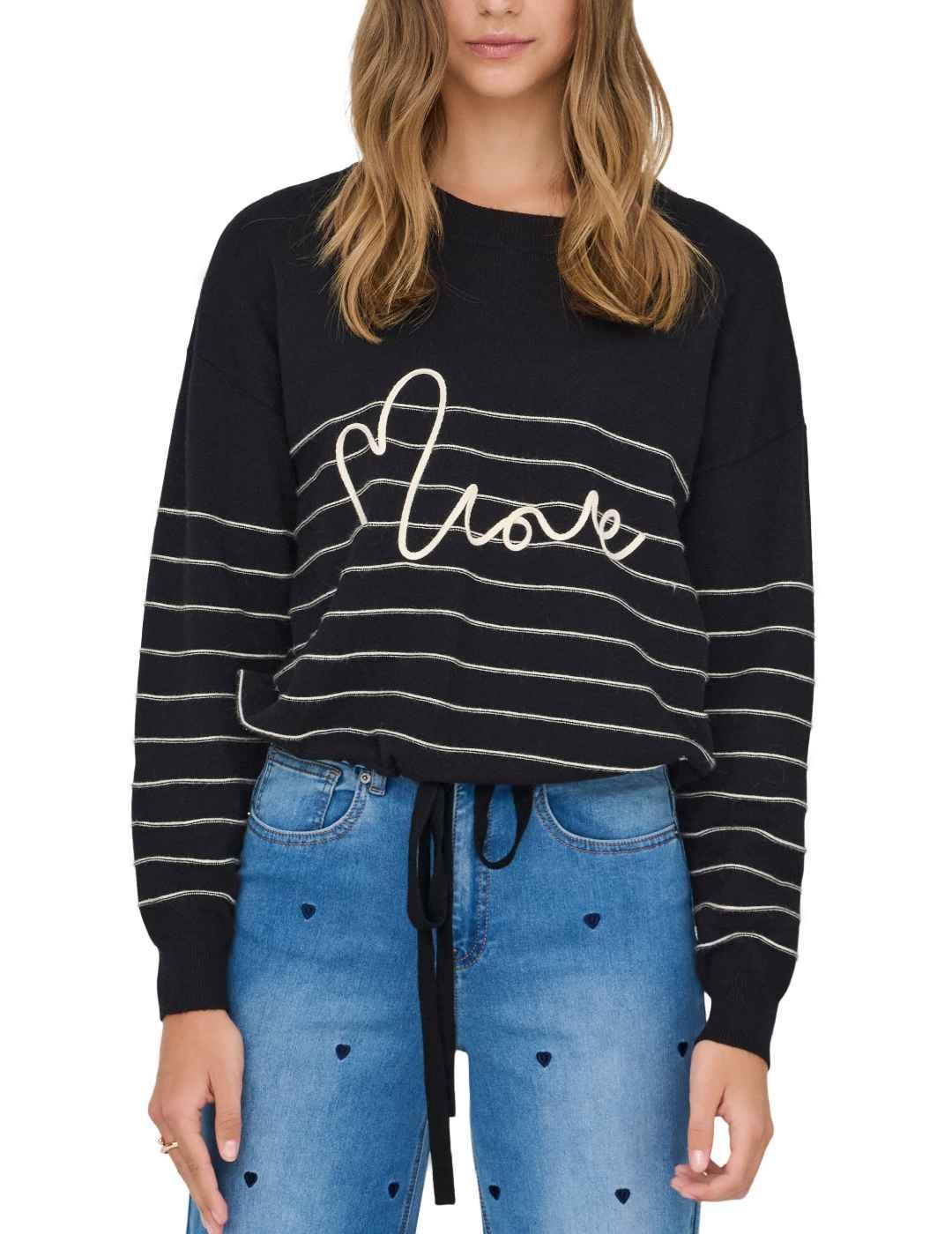 Sudadera Only Signe negra love manga larga para mujer