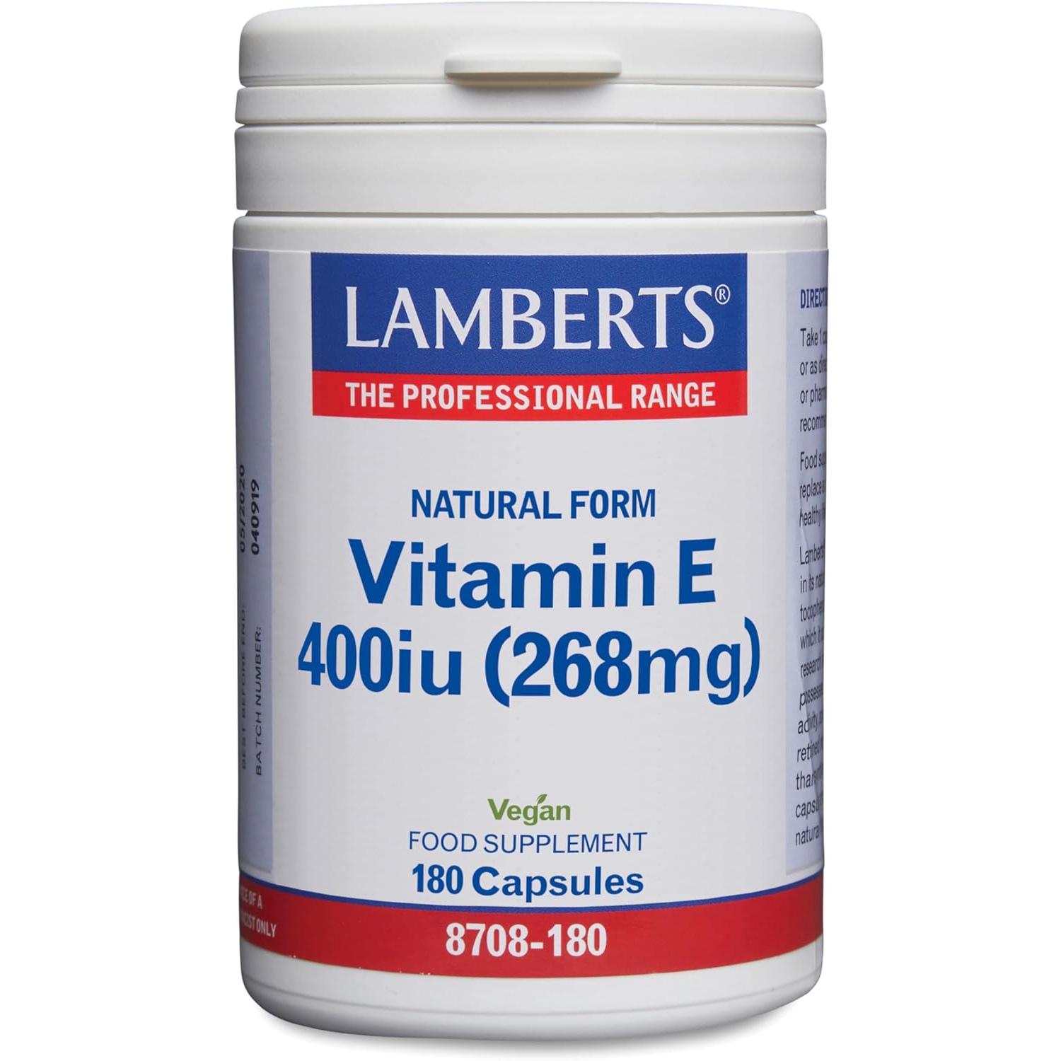 Lamberts Vitamina E Natural 400 UI - 180 Cápsulas