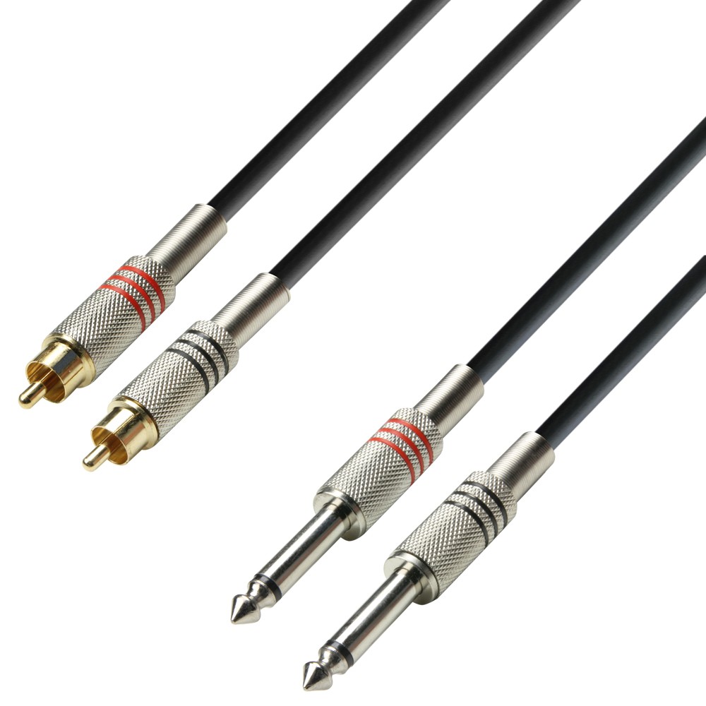 Cable RCA Adam Hall 2 Machos A 2 JACK 6.3 Mono 3m - Alta Calidad
