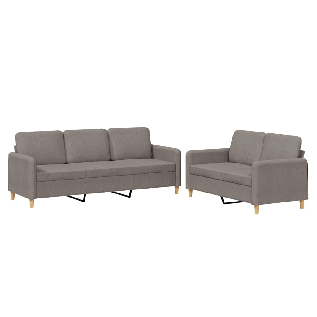 vidaXL Juego de sofás con cojines 2 piezas tela gris taupe