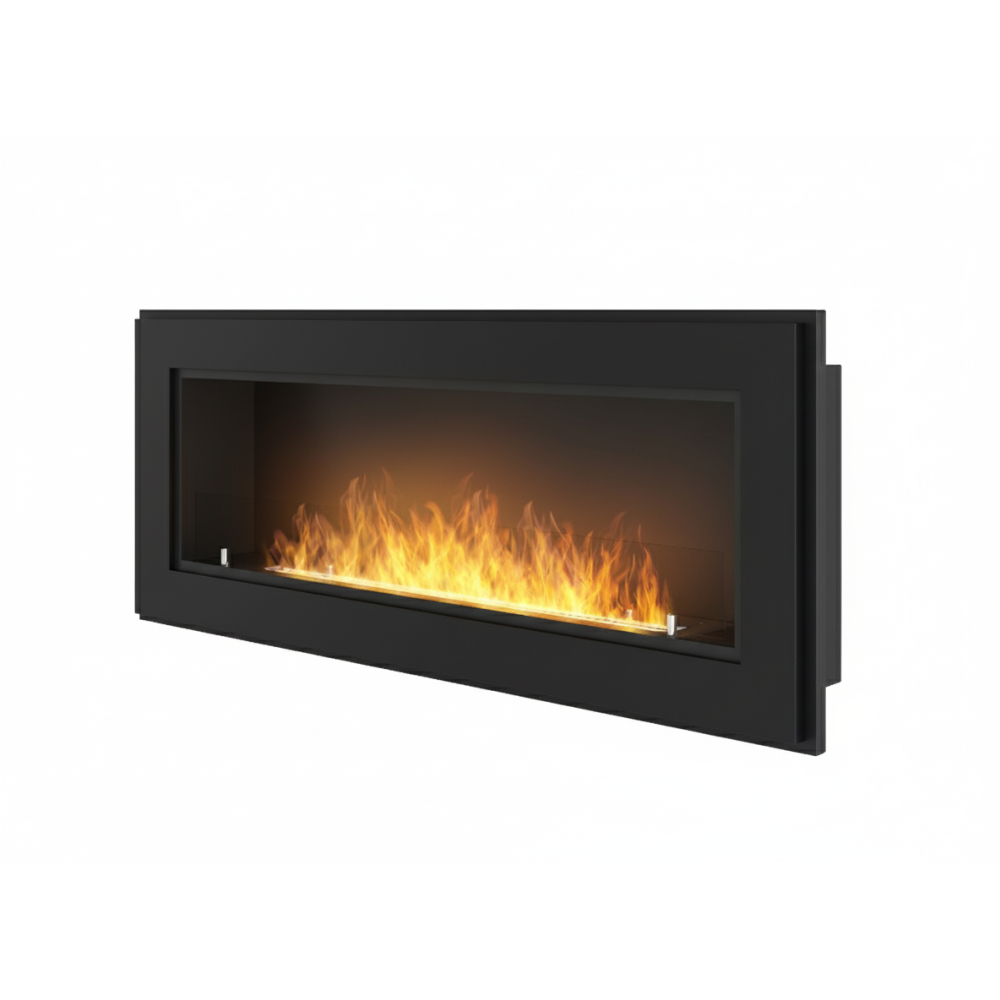 Chimenea de bioetanol empotrada Frame 1200 SimpleFire con cristal - Negro mate