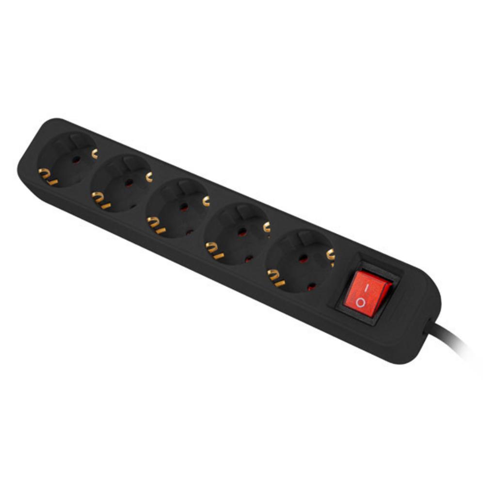 Lanberg Regleta 5 Tomas Schuko con Protección 3m Negra