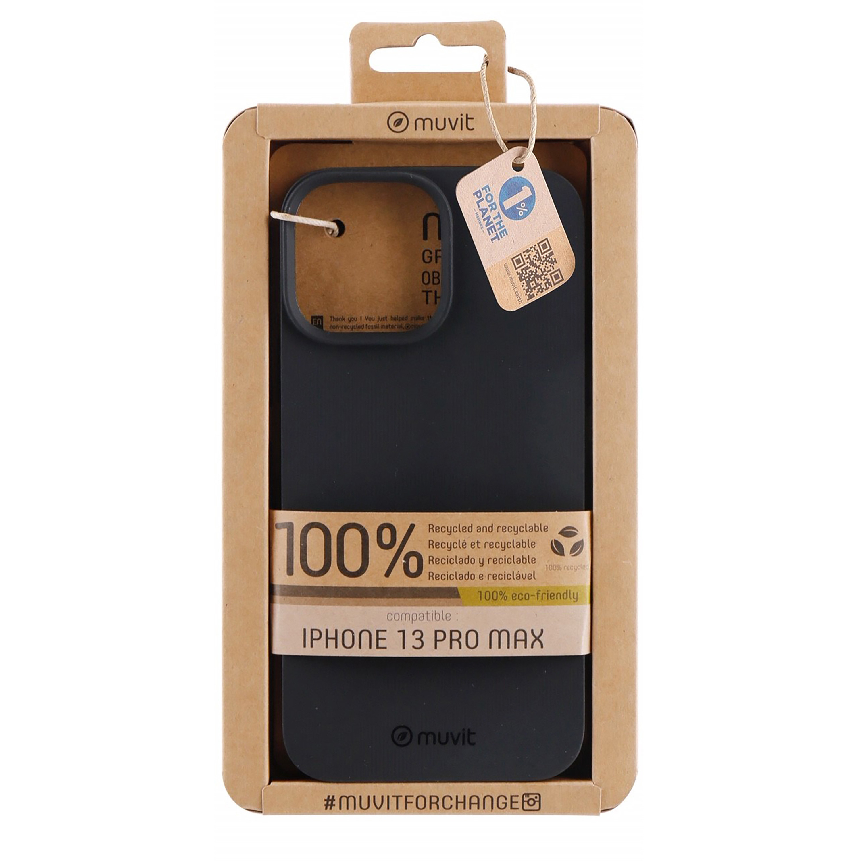 Muvit for change funda recycletek compatible con apple iphone 13 pro max negra