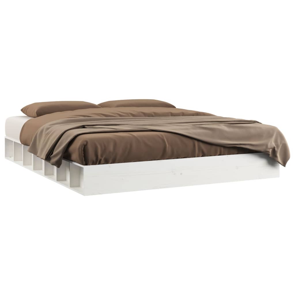 vidaXL Estructura de cama de madera maciza blanco 150x200 cm