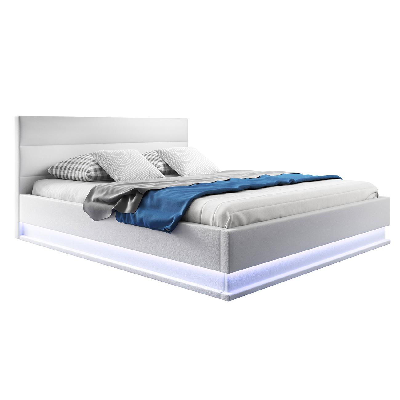 MB Muebles Bonitos - Cama de Matrimonio , Canapé, Cabecero, LED, Madera y Polipiel, Más Colores y Medidas, Modelo Nitas