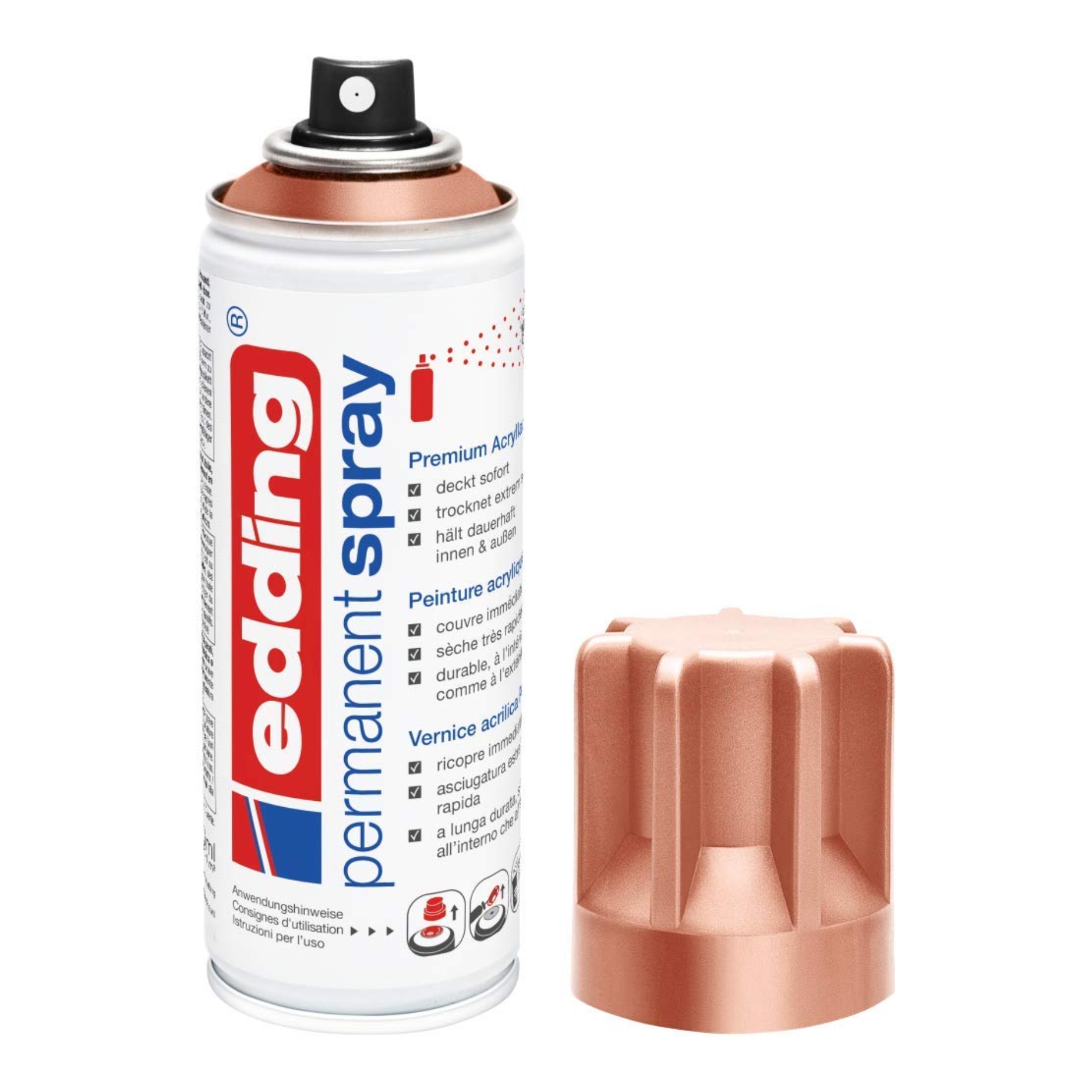 Spray Pintura Permanente Edding 5200, 200 Ml - Ideal para Vidrio, Metal, Madera, Cerámica, Plástico y Lienzo