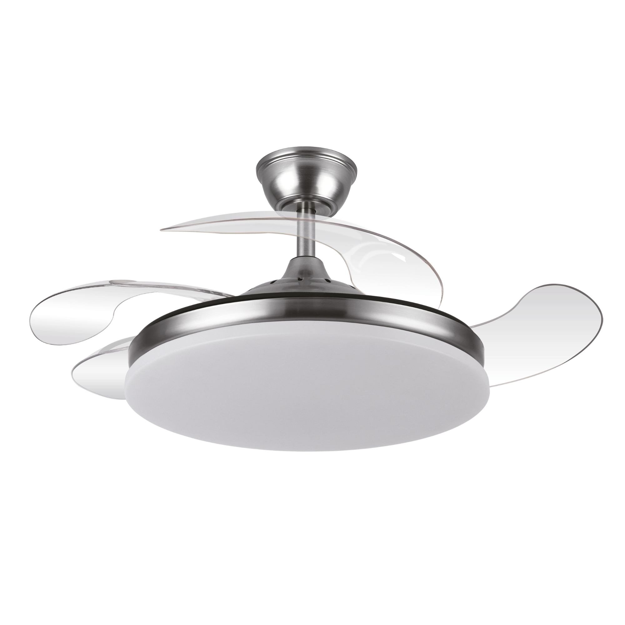 Ventilador de Techo con luz LED Yatek KALA 59W color Niquel con Aspas Retráctiles invisibles, Motor DC y Mando a distancia