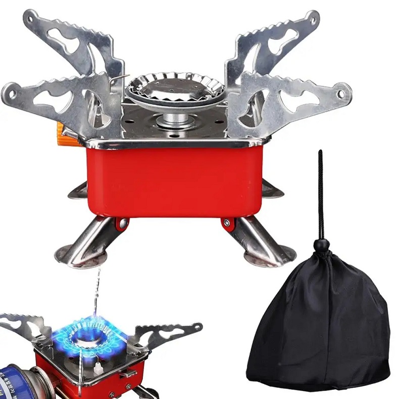 Hornillo portátil plegable y resistente al viento para camping, ideal para exteriores,senderismo, picnics y barbacoas