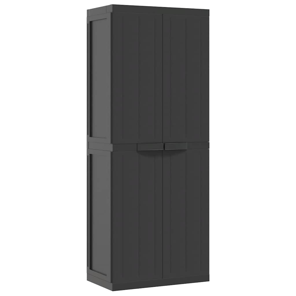 vidaXL Armario de almacenaje exterior PP negro 65x37x165 cm