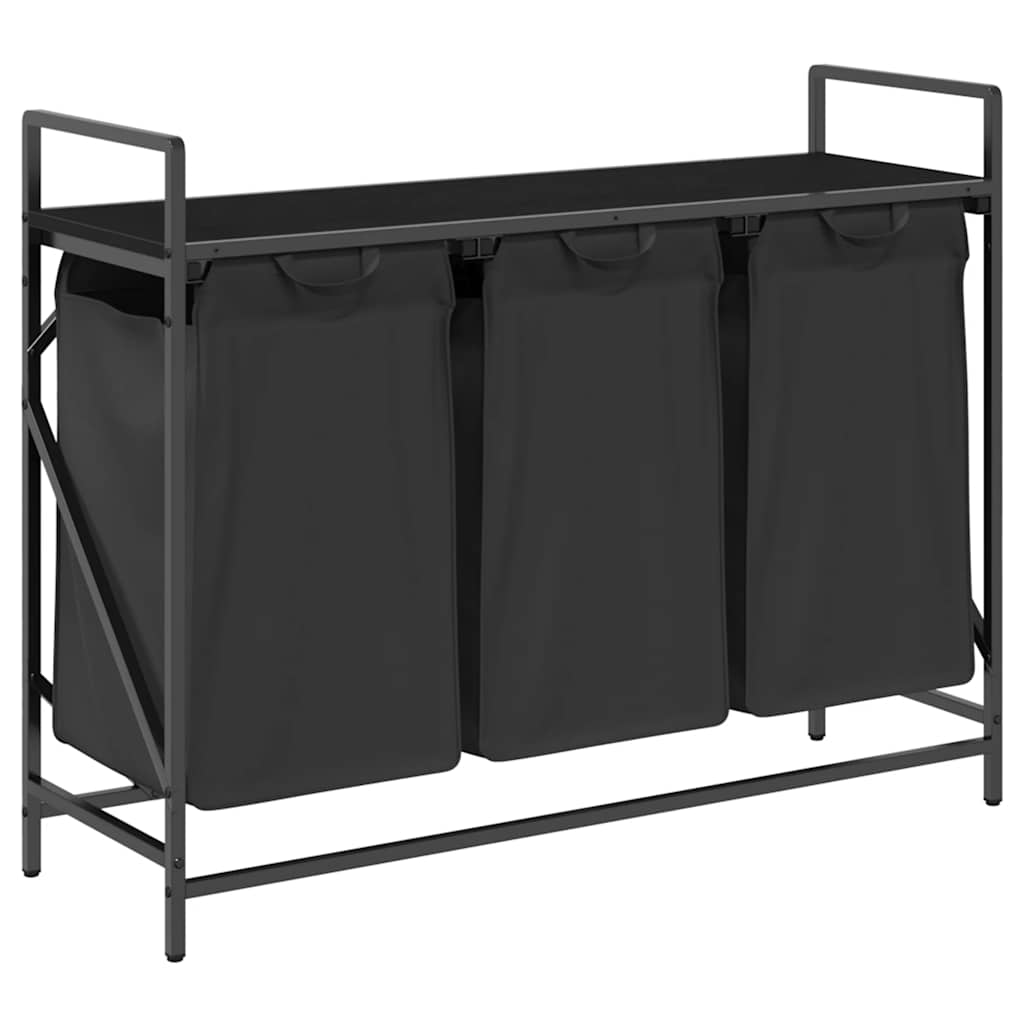 vidaXL Cesto de ropa de 3 compartimentos con estante