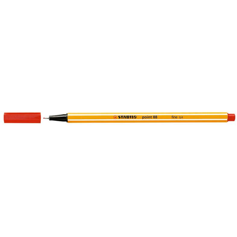 Stabilo point 88 rotulador de punta fina de fibra - trazo de 0.4 mm - tinta con base de agua - color rojo (10 uds)