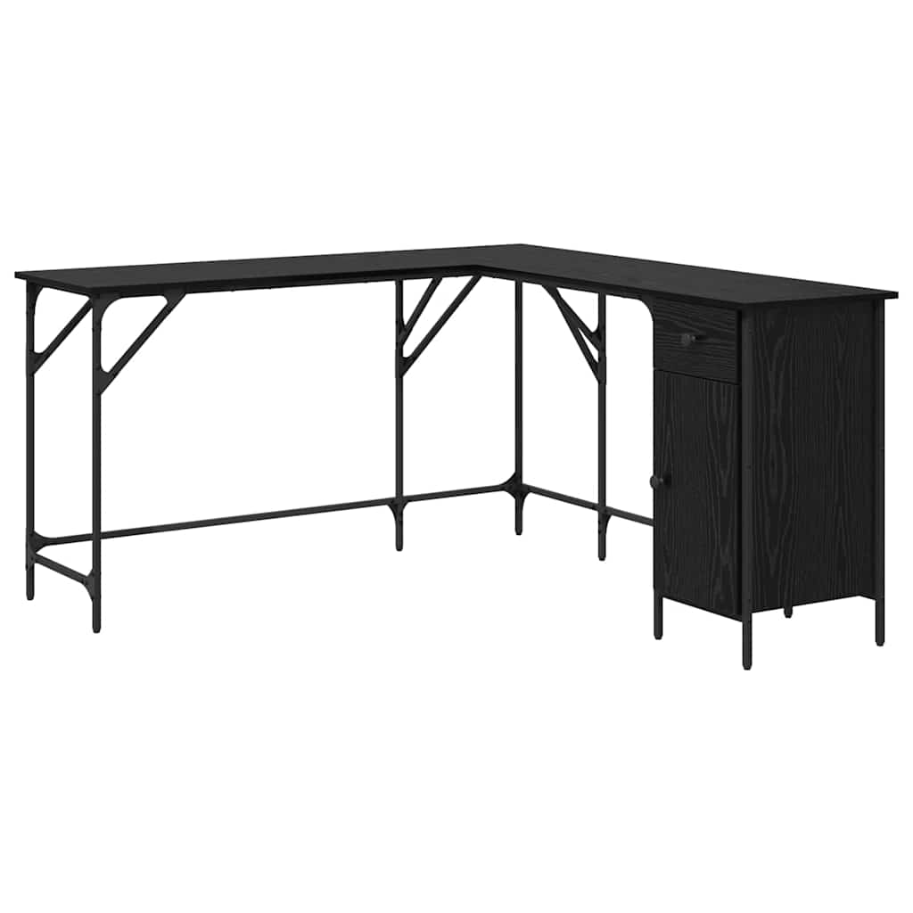 vidaXL Escritorio Roble Negro 141 x 141 x 75 cm Madera contrachapada
