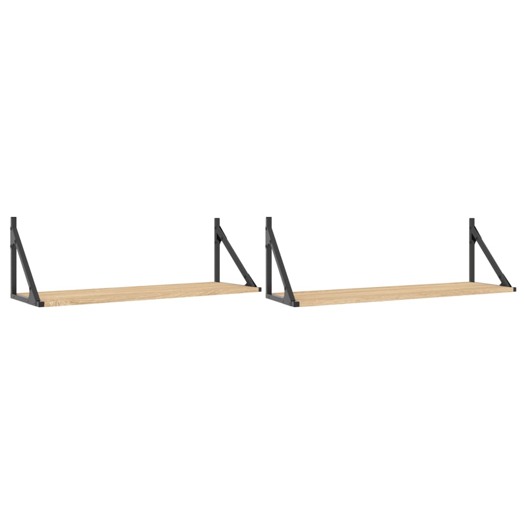 Vidaxl Estantes Pared 2uds Madera Ingeniería 80x25x25,5cm Negro