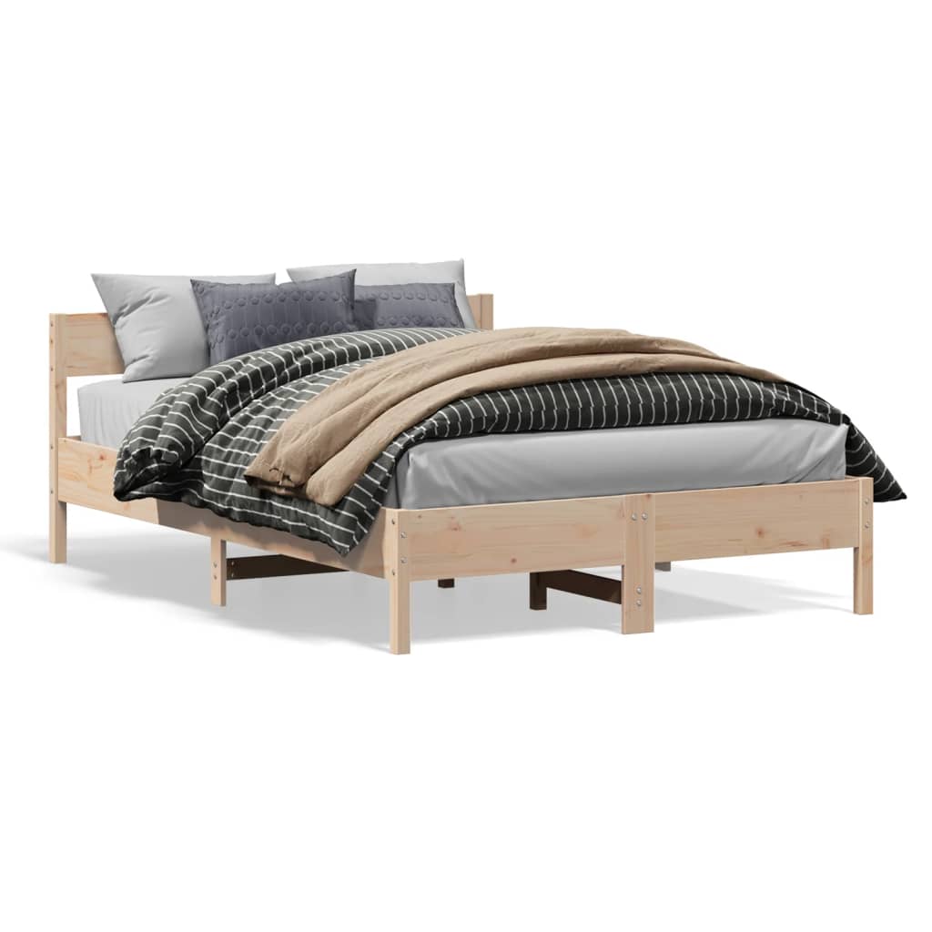 vidaXL Estructura de cama sin colchón madera maciza de pino 135x190 cm