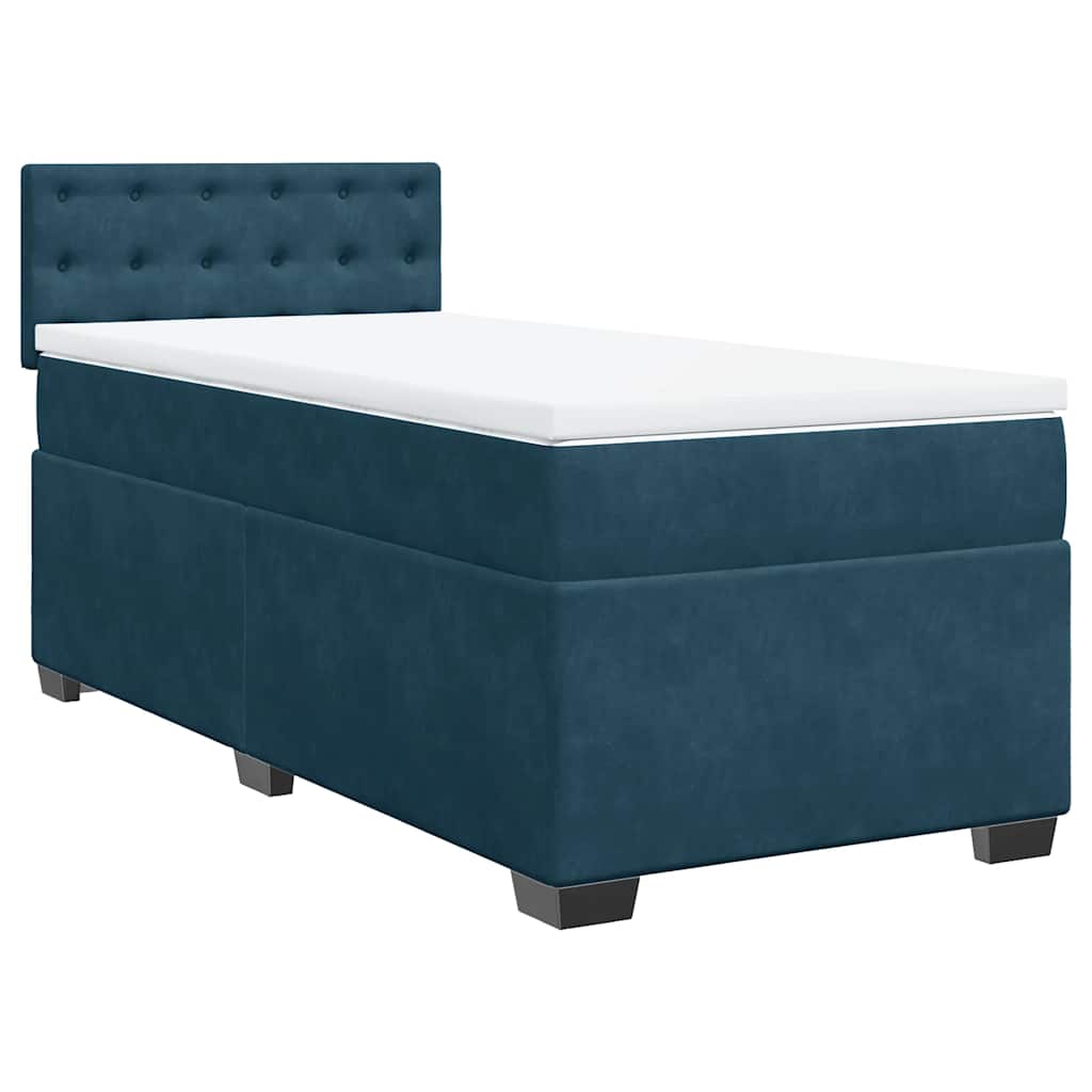 vidaXL Cama box spring con colchón terciopelo azul 90x200 cm