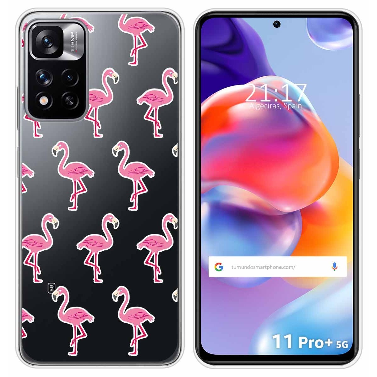 Funda Silicona Transparente para Xiaomi Redmi Note 11 Pro+ Plus 5G diseño Flamenco Dibujos
