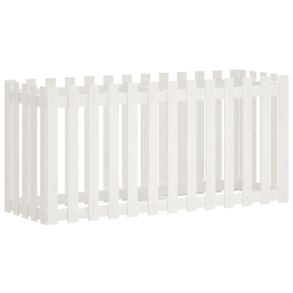 vidaXL Arriate elevado jardín con valla madera pino blanco 150x50x70cm