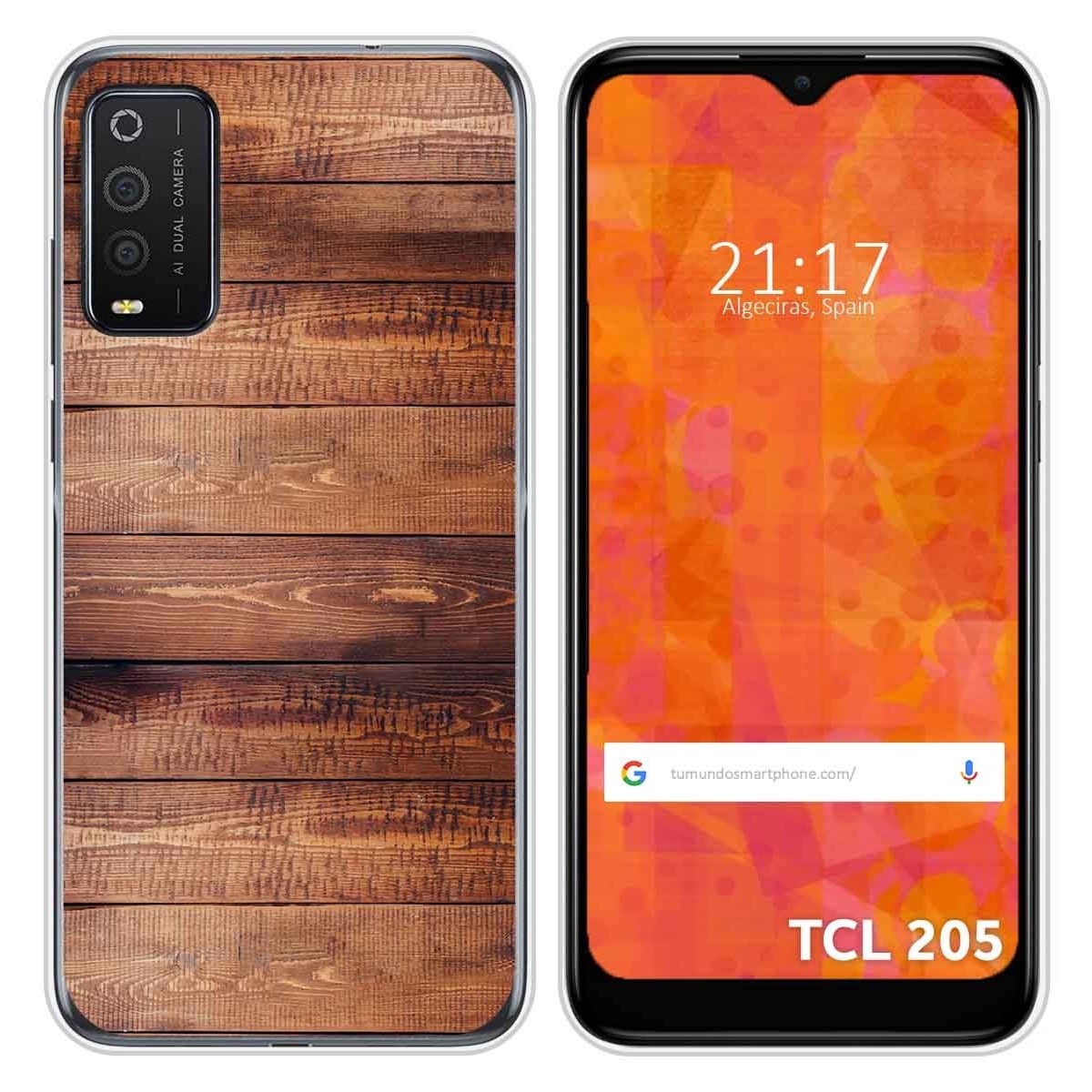 Funda Silicona para TCL 205 diseño Madera 02 Dibujos
