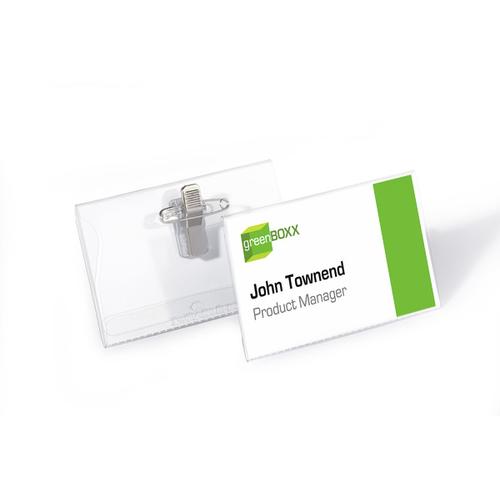 Caja de 50 identificadores pinza y alfiler pvc 54x90 durable