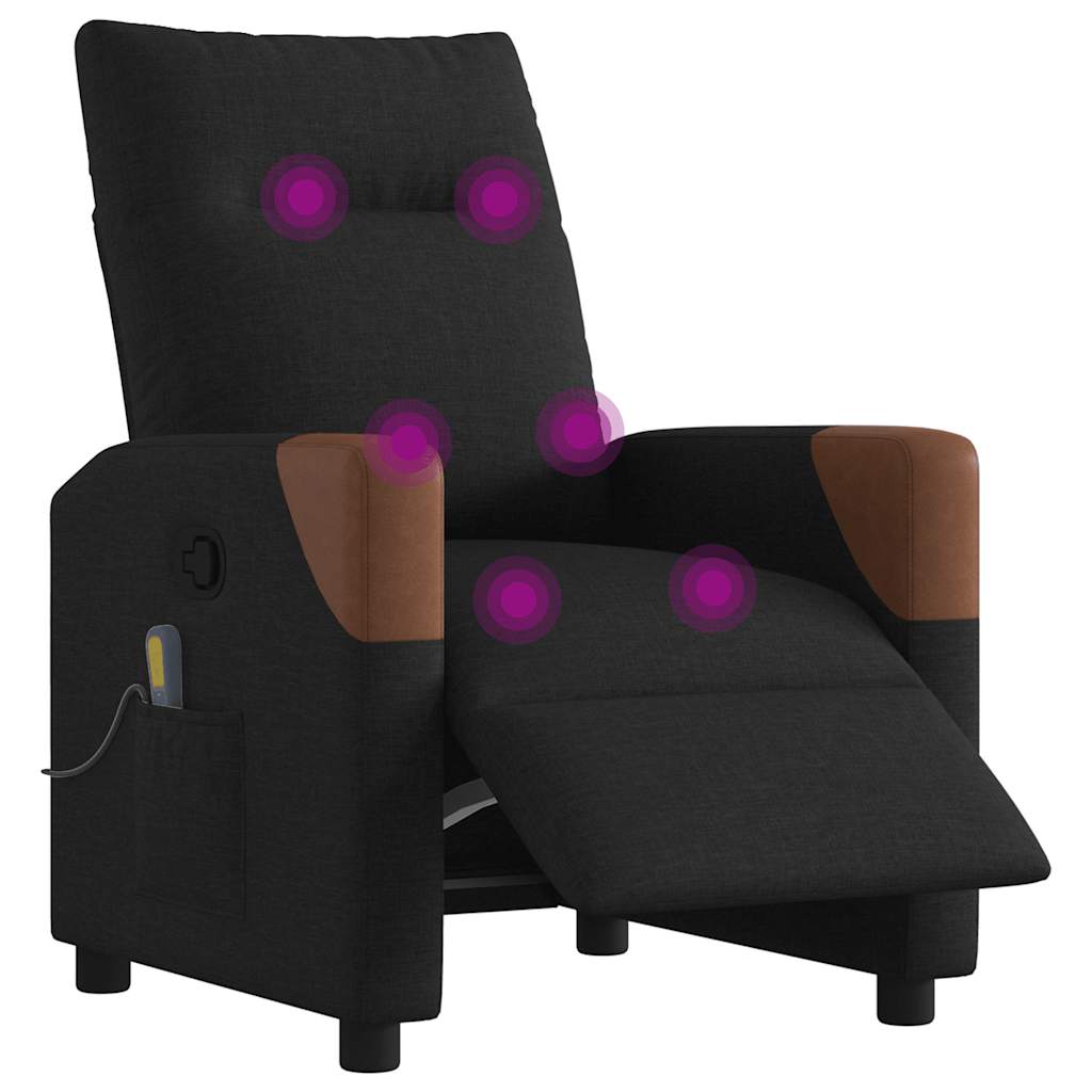 vidaXL Sillón reclinable de masaje eléctrico tela negro