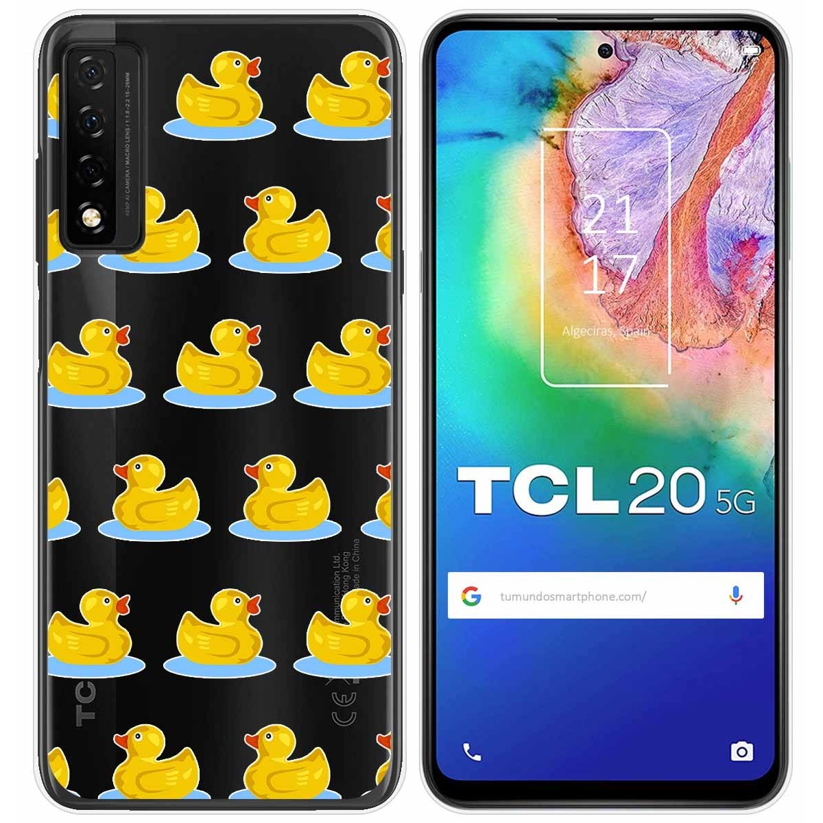 Tumundosmartphone Funda Gel Transparente para TCL 20 5G diseño Pato Dibujos