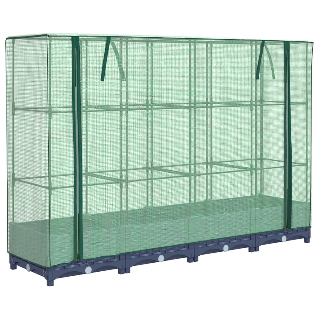 vidaXL Jardinera elevada con cubierta de invernadero aspecto ratán 160x40x123 cm