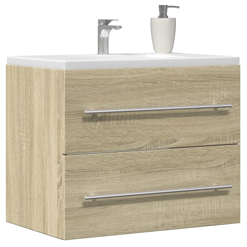 vidaXL Mueble de lavabo madera de ingeniería 60x38,5x48 cm en color Negro/Gris sonoma/Roble Sonoma y más | almacenamiento funcional diseño moderno para baño dormitorio sala