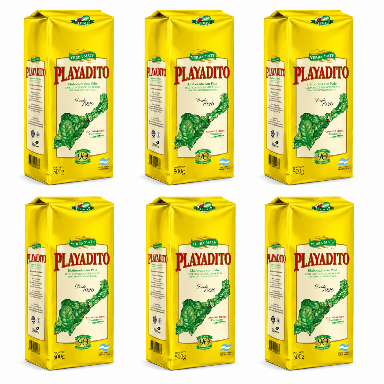 Playadito 500 grs - 6 Uds - Pack 3 Kg Yerba Mate Argentina - QUMIR