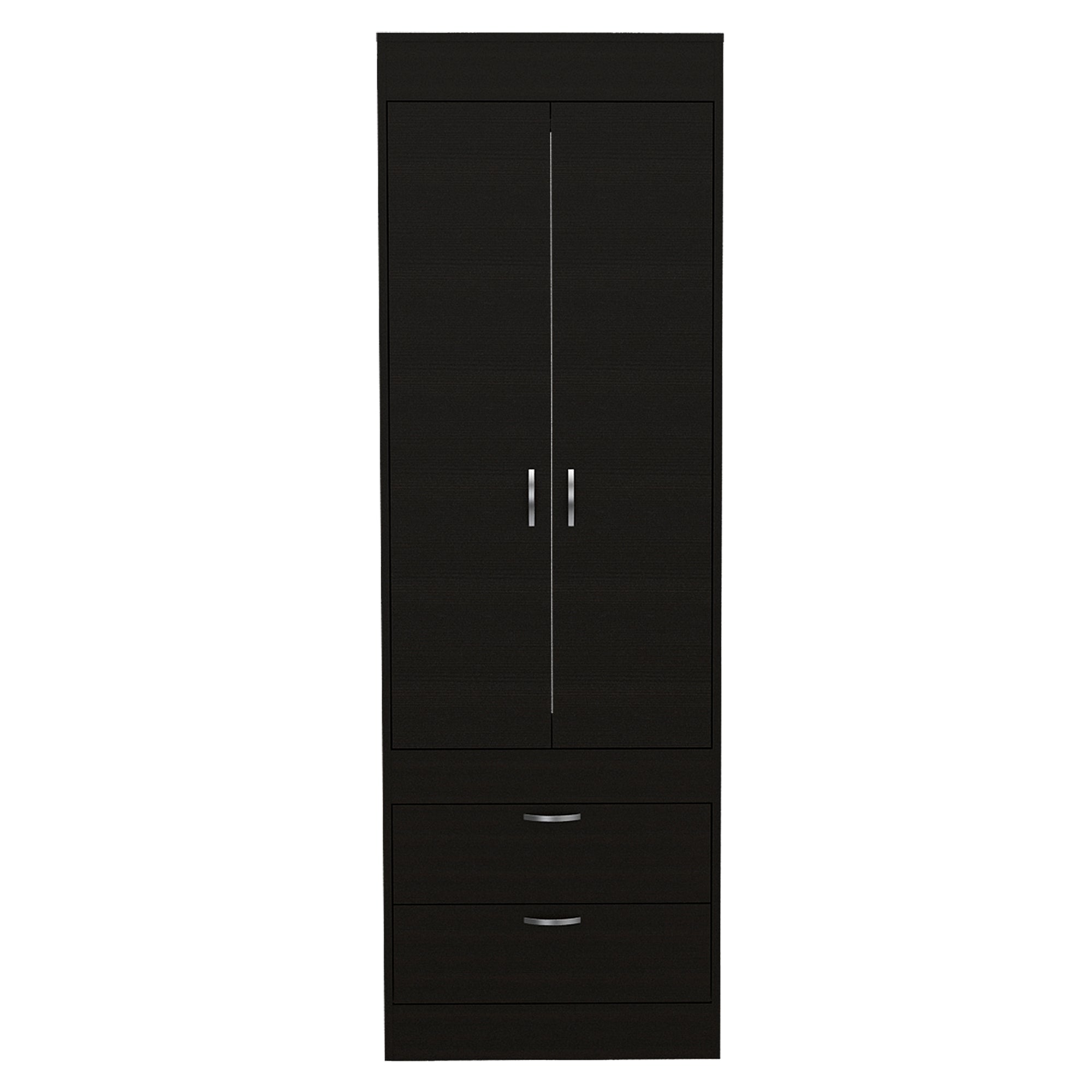 TUHOME Armario Lisboa, con 2 cajones y barra de colgar, Wengue Madera manufacturada Dormitorio-Almacenamiento