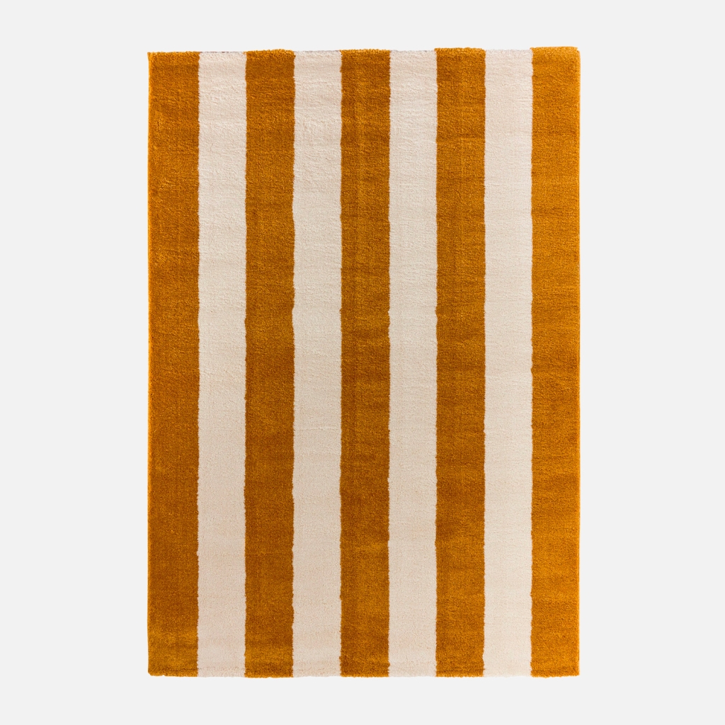 sweeek - Alfombra interior con rayas ocre y blanco , Pablo , 230x20x160