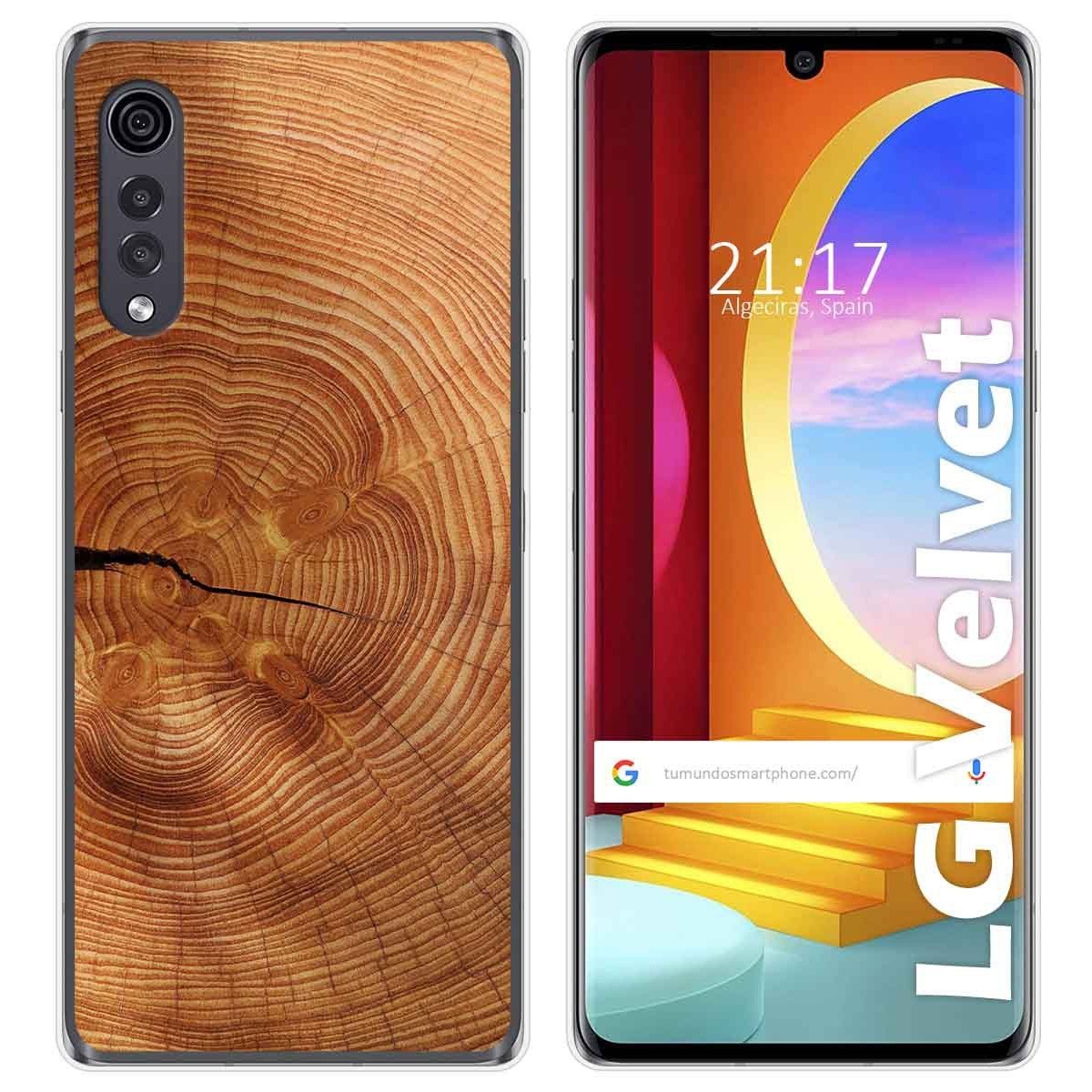 Tumundosmartphone Funda Gel Tpu para LG Velvet 5G diseño Madera 04 Dibujos