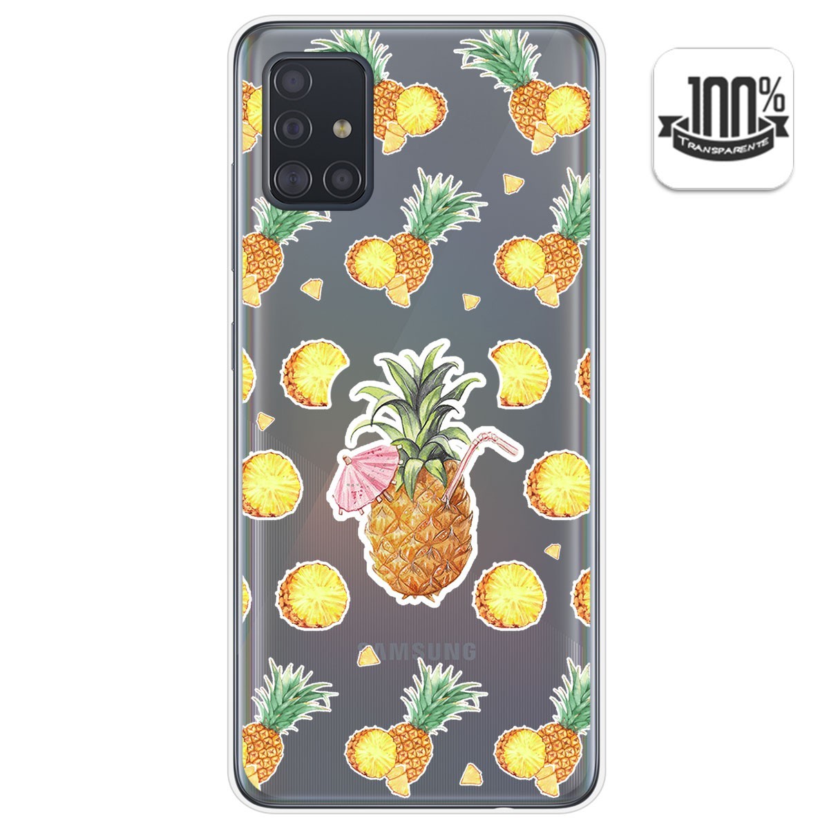 Tumundosmartphone Funda Gel Transparente Samsung Galaxy A51 5G Piña Dibujos Personalizada