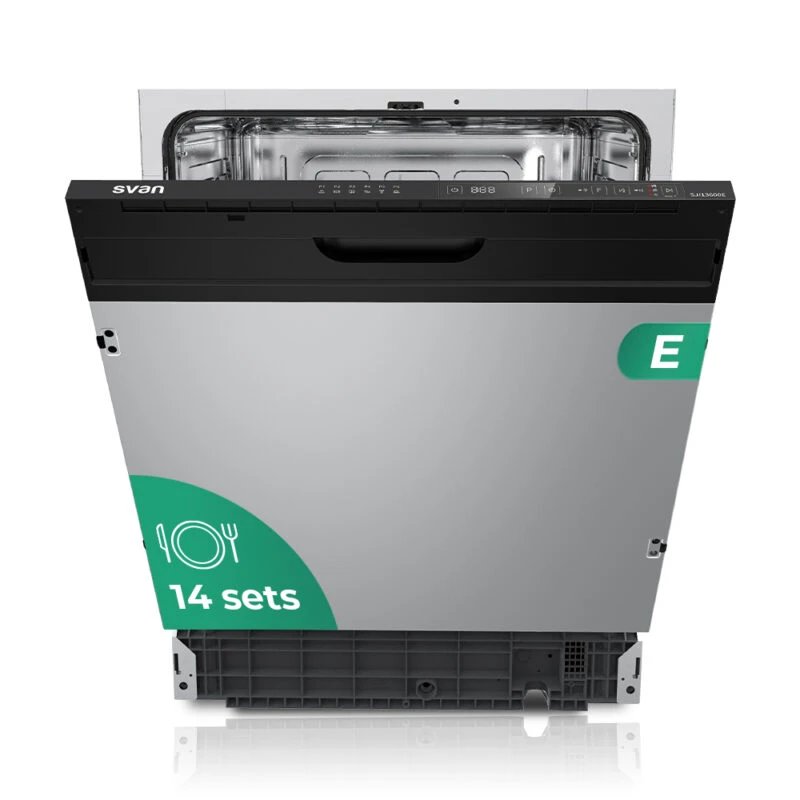 Svan - Lavavajillas integrable 60 cm SJI13600E para 14 cubiertos con acabado inox y display táctil, clase energética E