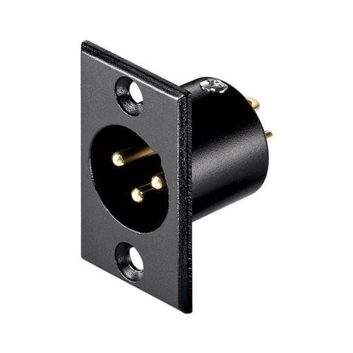 CABLEPELADO Conector XLR Macho | Base de Chasis | Terminales para Soldar | 3 Pines | Apto para Montaje en Superficie | Negro