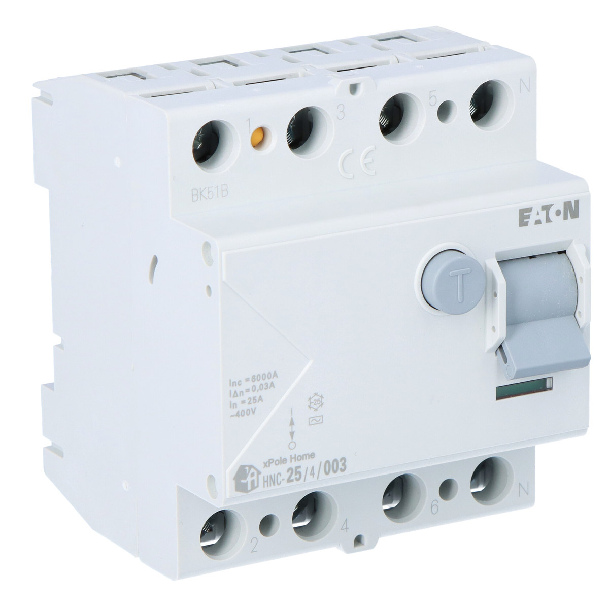 Disyuntor diferencial de 6 kA tipo CA HNC-25/4/003