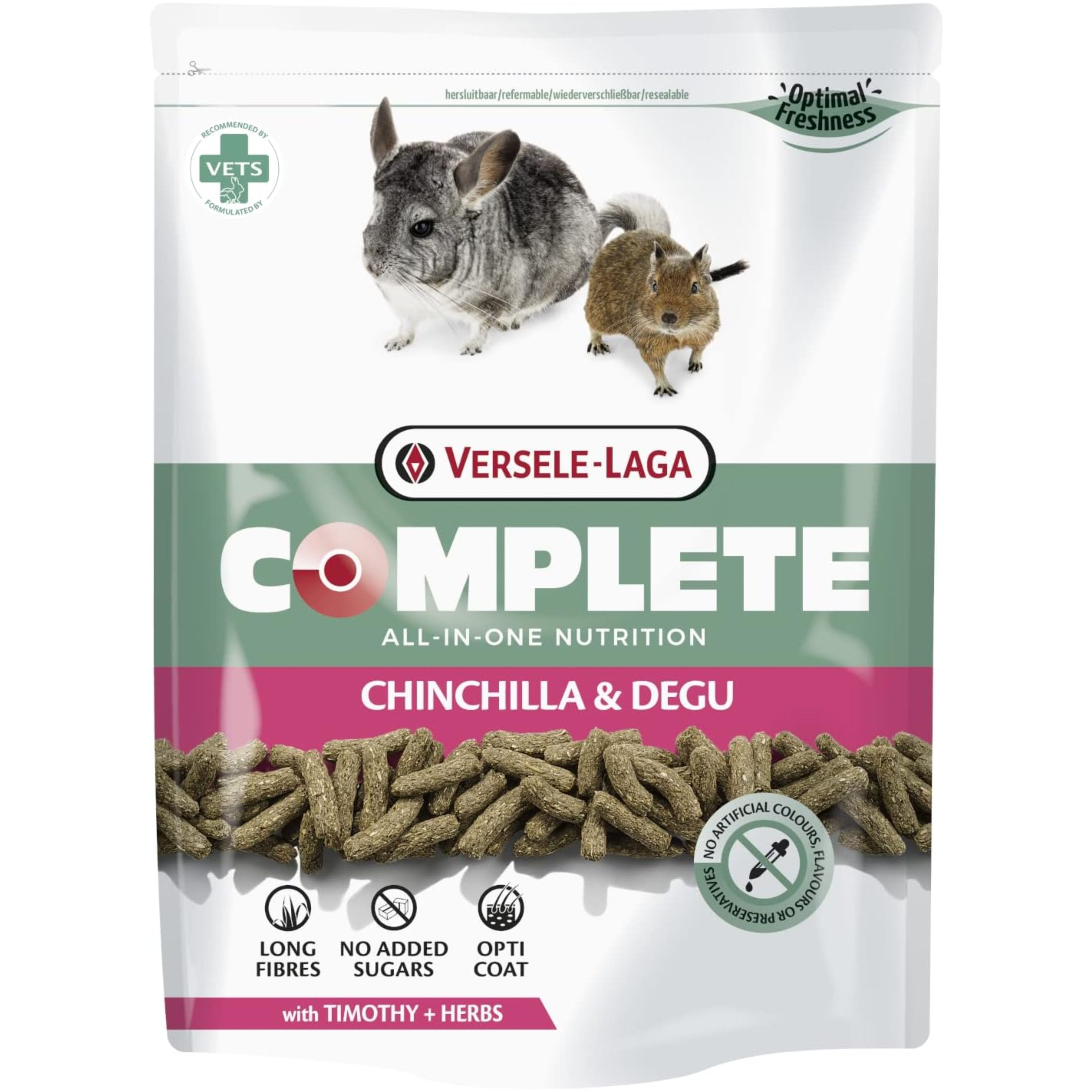 Versele-Laga Chinchilla Complete 500Gr - Alimento Rico en Fibra para Mascotas Pequeñas