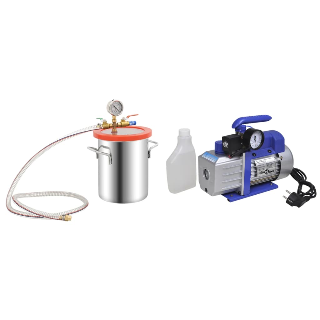 vidaXL Cámara de Vacío con Bomba de Una Etapa Refrigeración Accesorio Capacidad 3.7 l, 5.5 l, 7.4 l