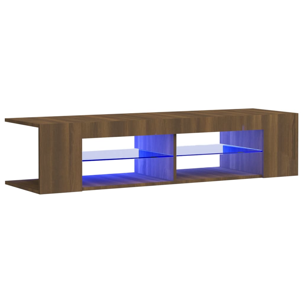 vidaXL Mueble de TV con luces LED marrón roble 135x39x30 cm